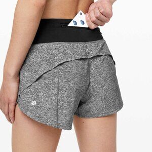 Lululemon Speed Up Short Long *4" - Heather Lux Multi Black / Black Size 4